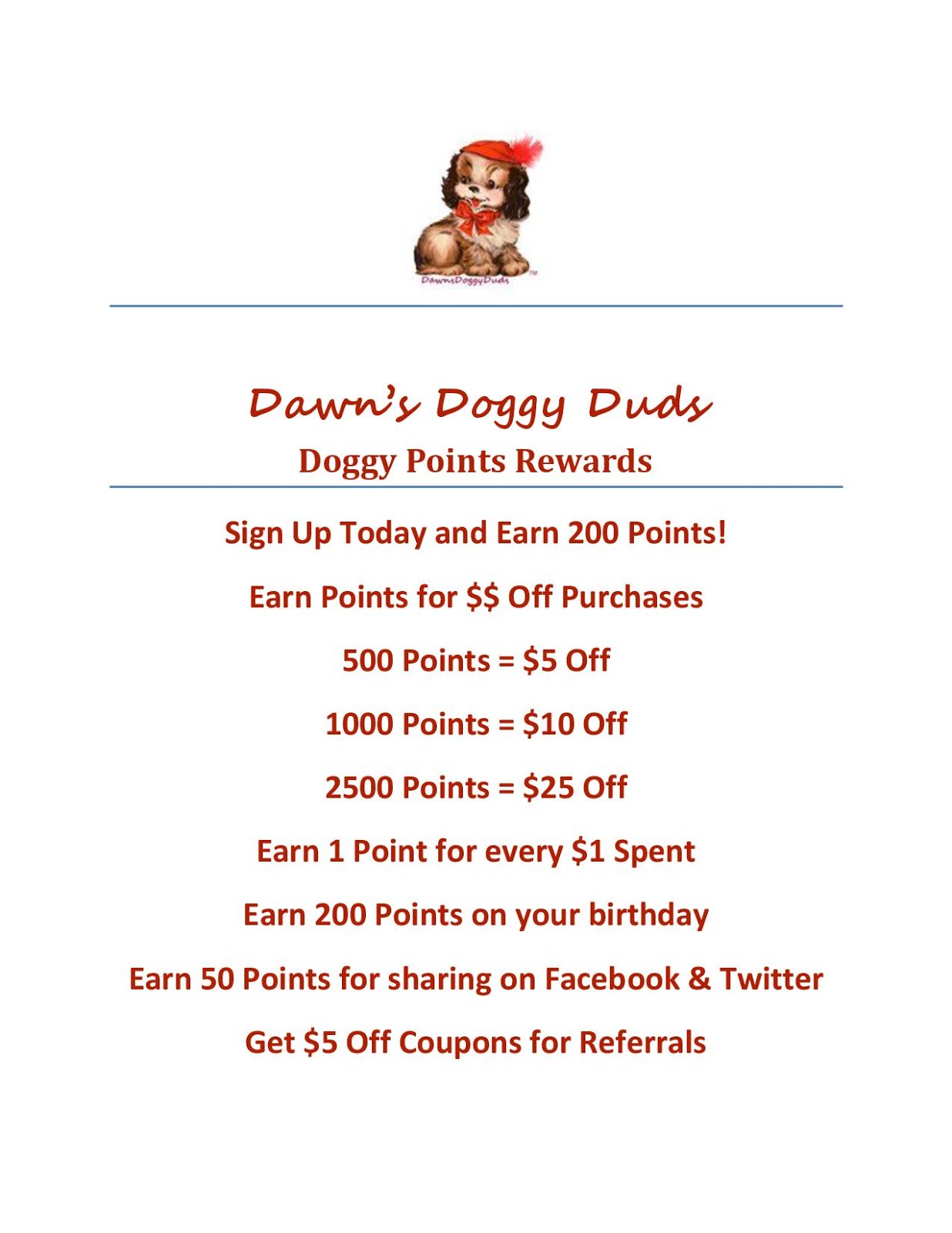 Doggy Points Rewards