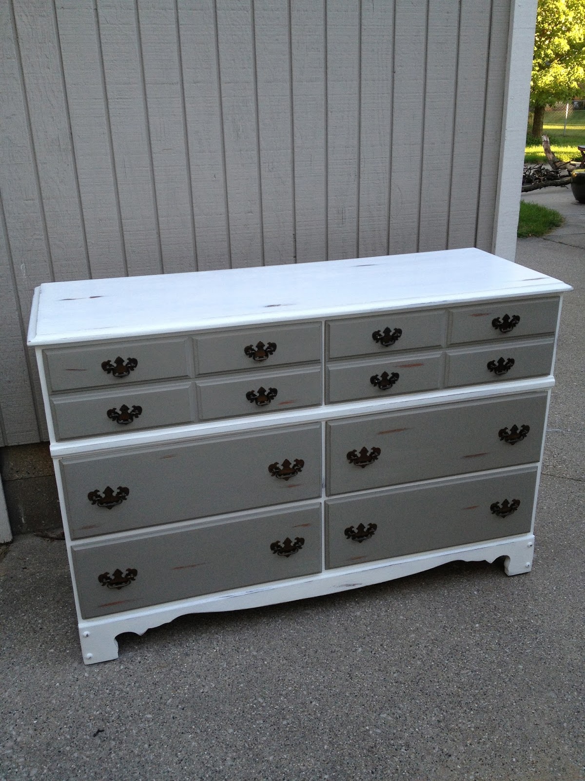 Vintage Redefined Dark Grey and White Dresser with Cedar Drawers