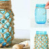 Fishnet Wrapped Mason Jar For A Beachy Look!