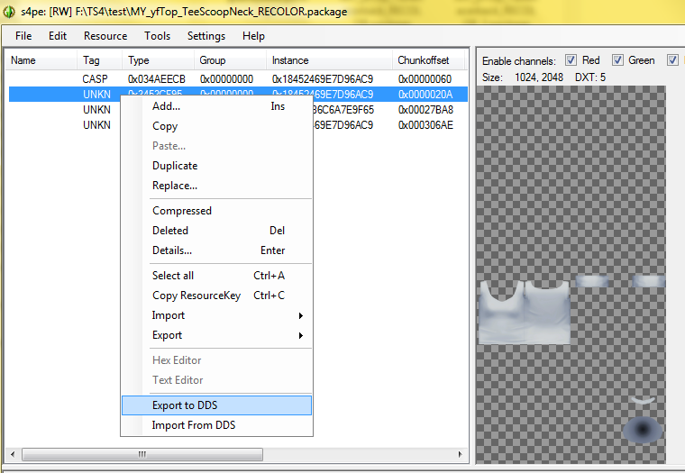 Package editor. DDS file Editor.