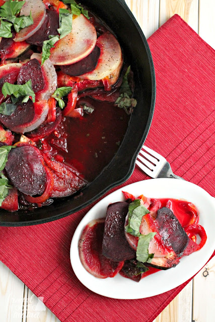 A classic French dish gets a hearty wintertime makeover with the addition of beets & turnips in this easy to make Winter Vegetable Ratatouille.