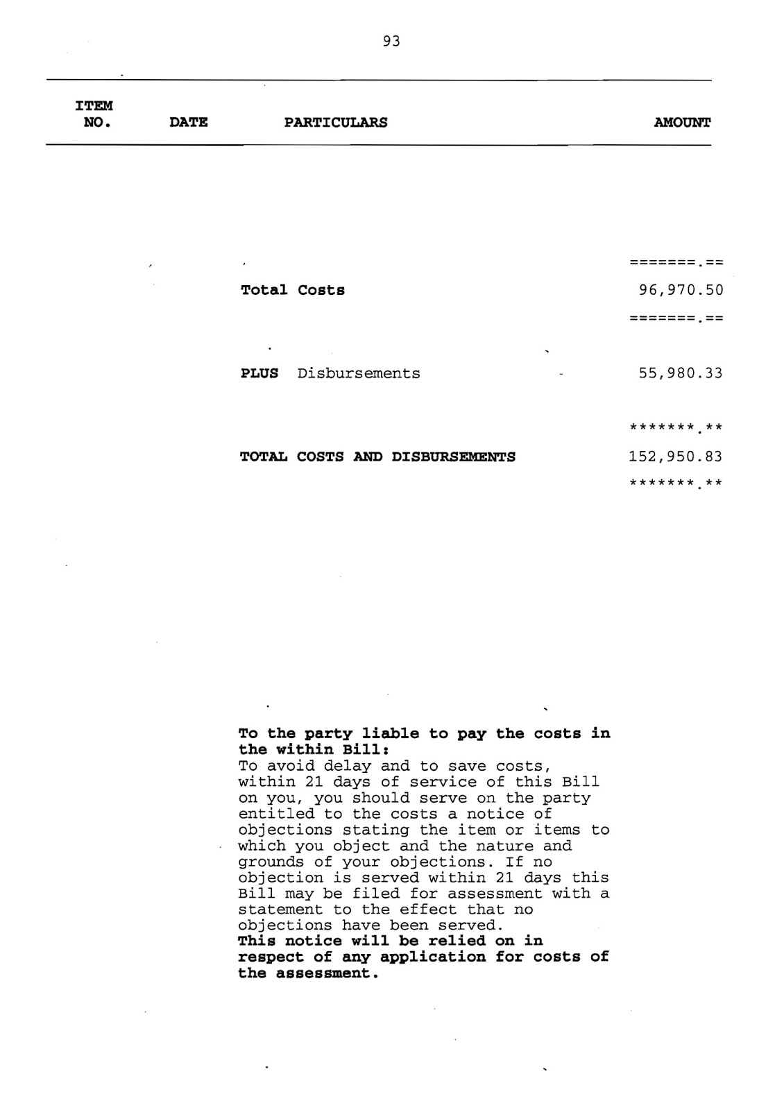 Filed Application for Assessment of Solicitor/Client Costs