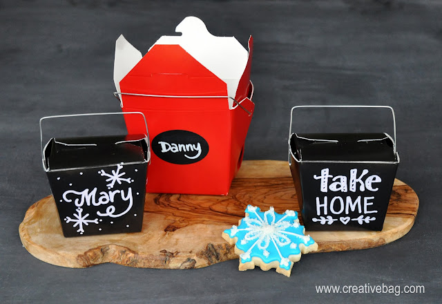 chalkboard take out boxes for holiday leftovers | Lorrie Everitt for creativebag.com