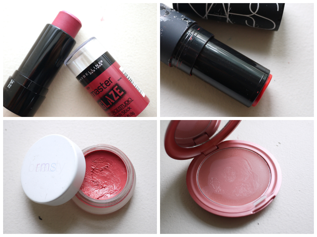 ip and cheek duo products review swatch, becca beach tint, stila convertible color, RMS lips2cheek. Nars multiple, Lush Emotional Brilliance, Canmake cream cheek, cargo blush stick, Maybelline master glaze