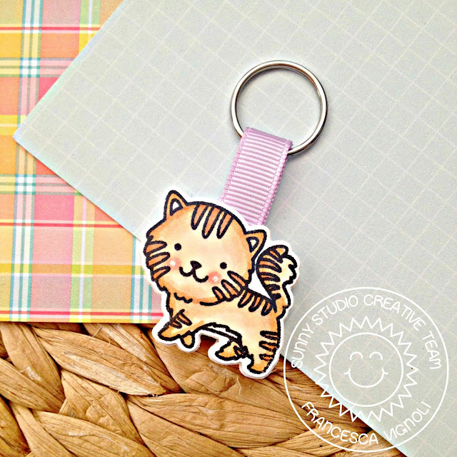Sunny Studio Stamps: Purrfect Birthday Stamped Kitty Key Chain by Franci Vignoli
