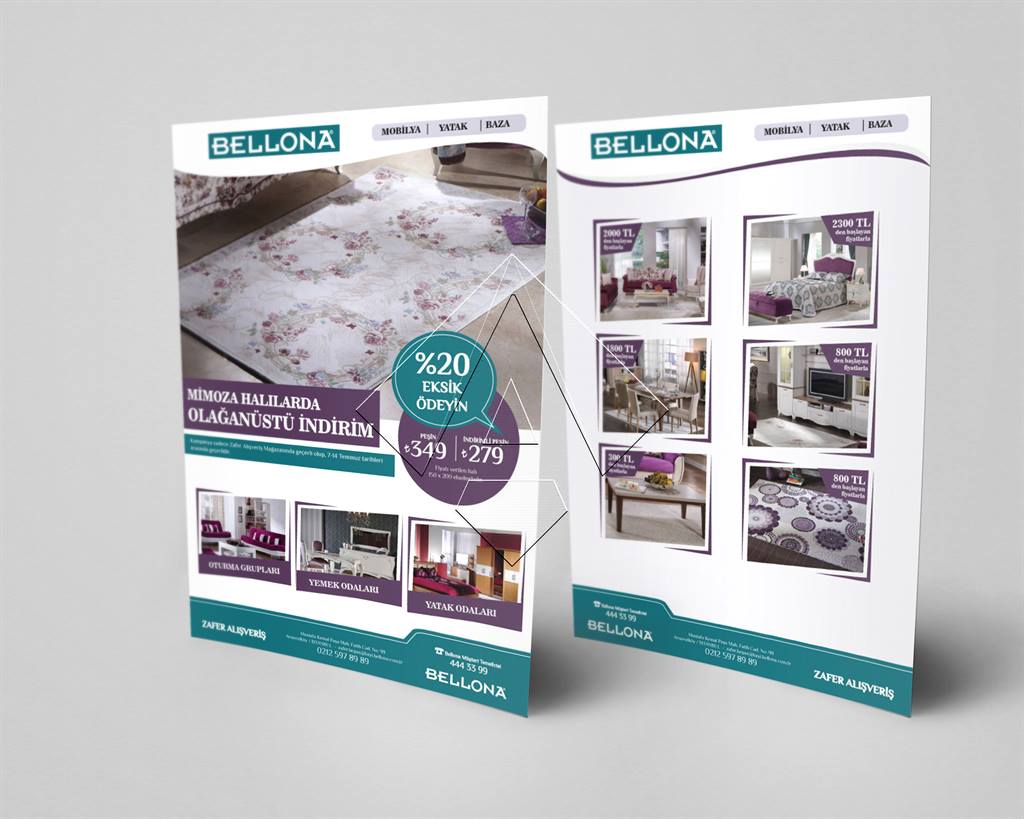 Bellona Mobilya Hali Yatak Urun Tanitim Hali Kampanya Brosur Tasarim Ornekleri