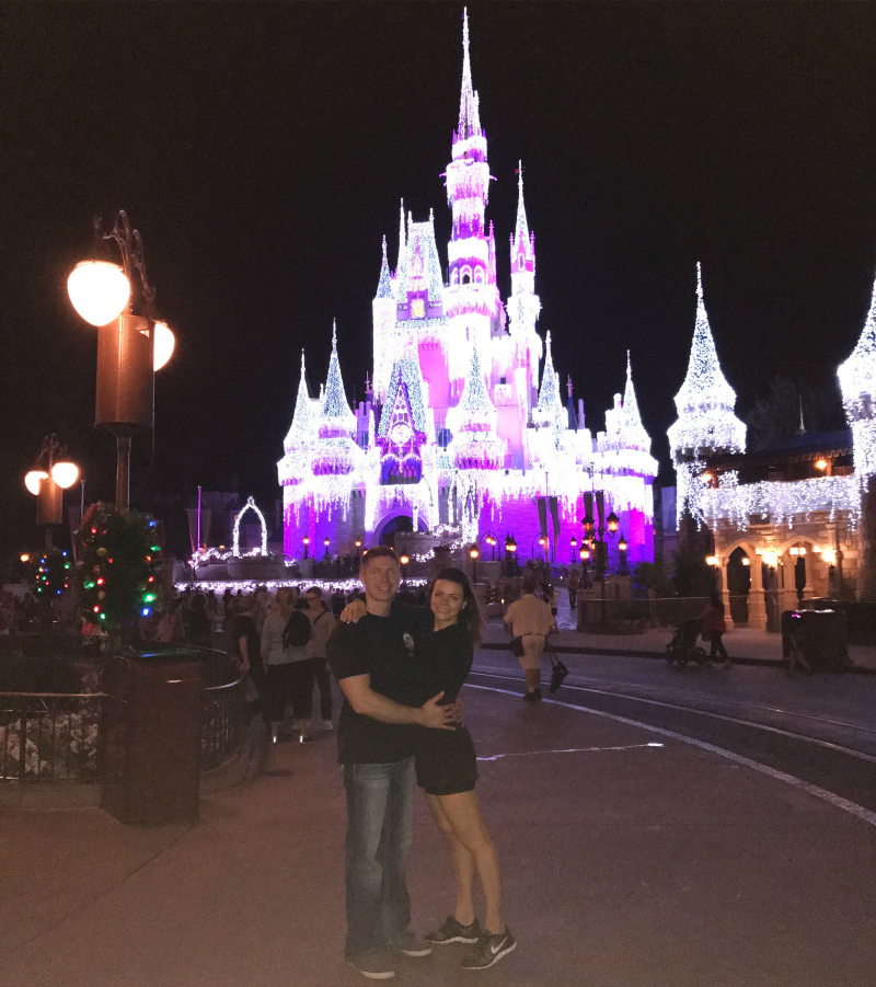 Disneyworld, Magic Kingdom, Magic Kingdom Princess Castle at night, Disneyworld at Christmas