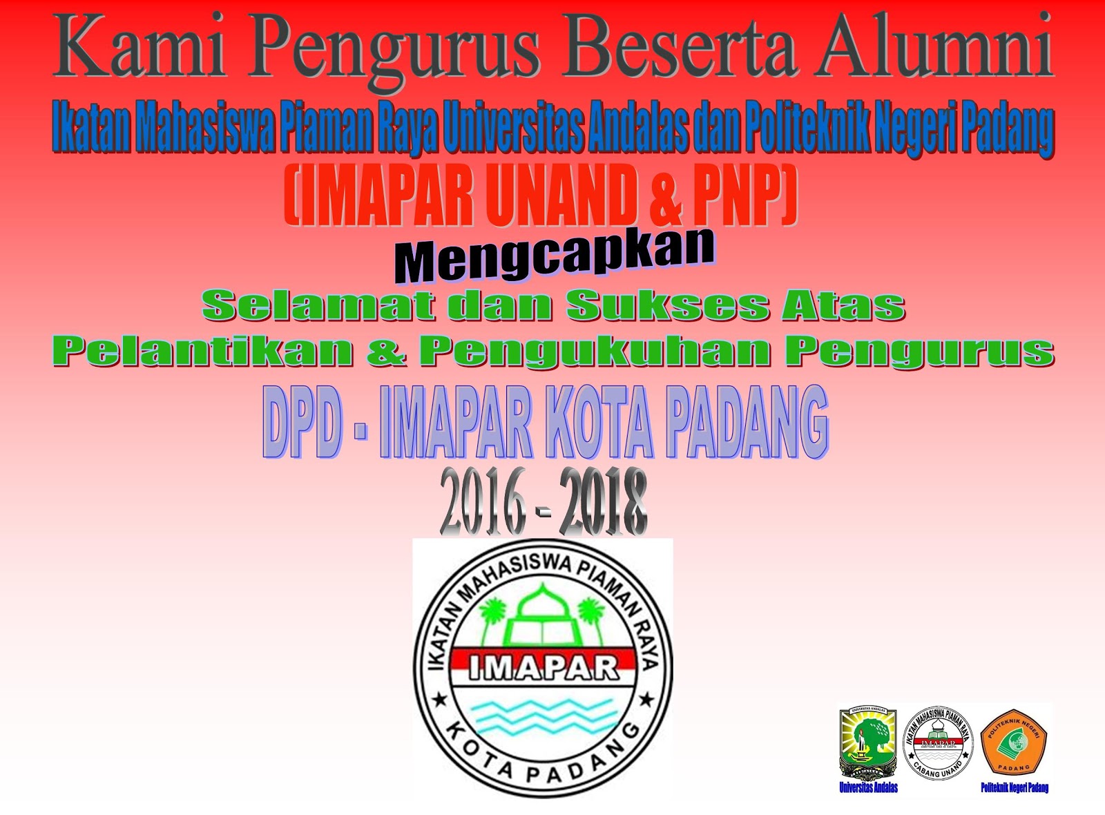 dpc imapar unand pnp ucapan selamat dari pengurus dan