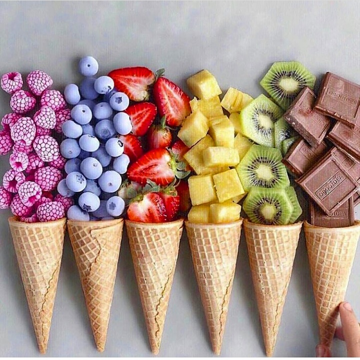 Delicious Desserts Recipes Fruits Ice Cream Cones