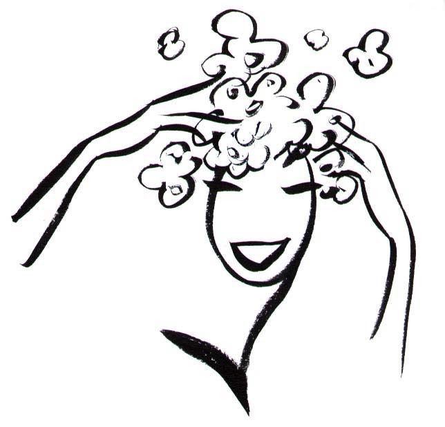 Рисунок девушка моет голову