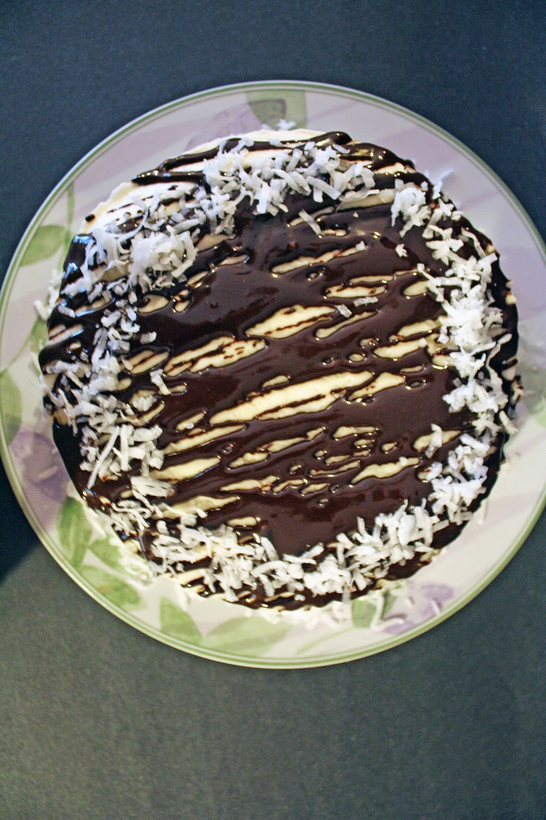 vegan chocolate layer cake with chili and coconut