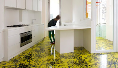 epoxy painted 3D floor art murals for modern kitchen designs 2019