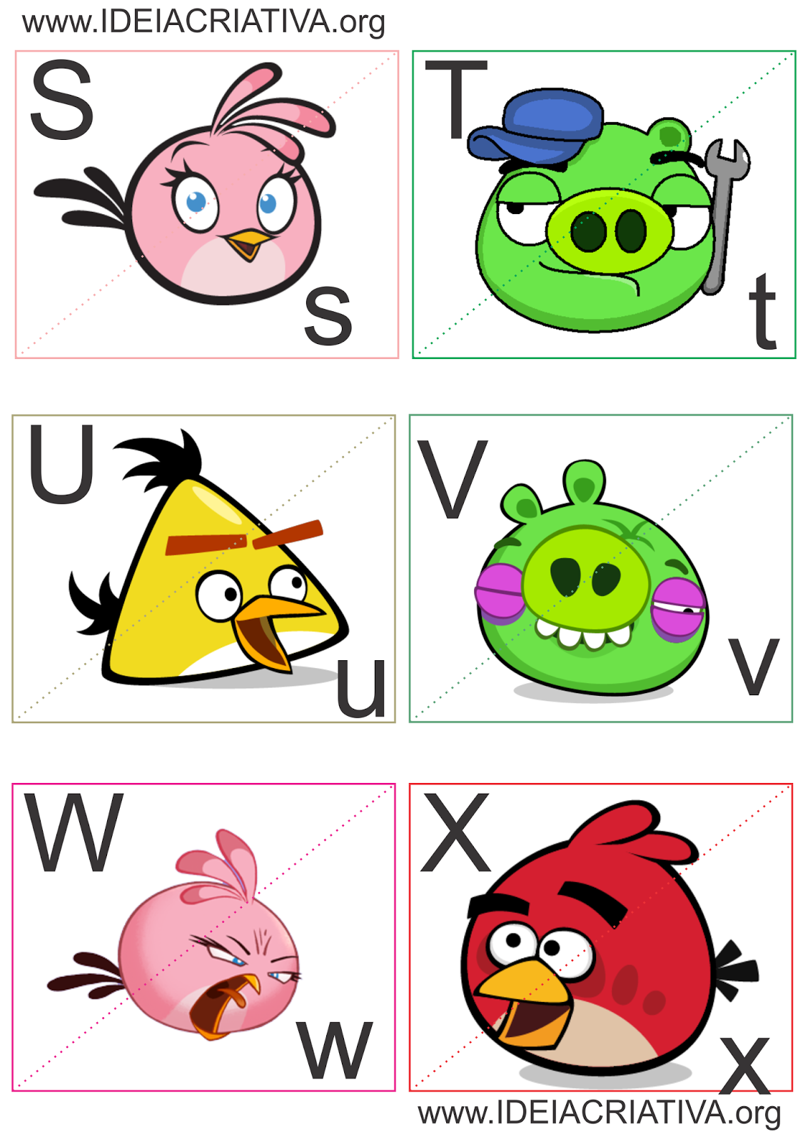 Jogo de Encaixe Letras do Alfabeto Angry Birds