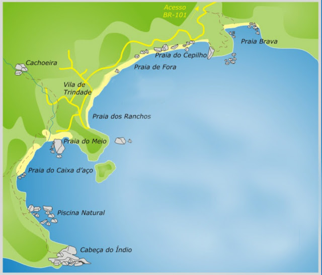 Mapa das praias de Trindade - RJ