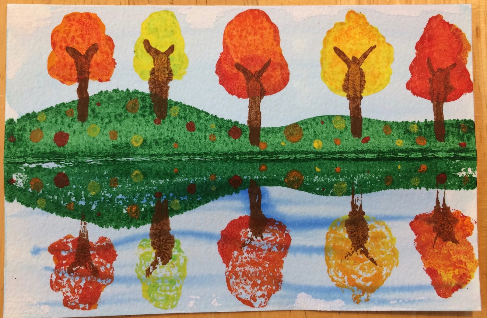 Kathy's Art Project Ideas Fall Trees Reflected In A Pond Step by Step Art Lesson