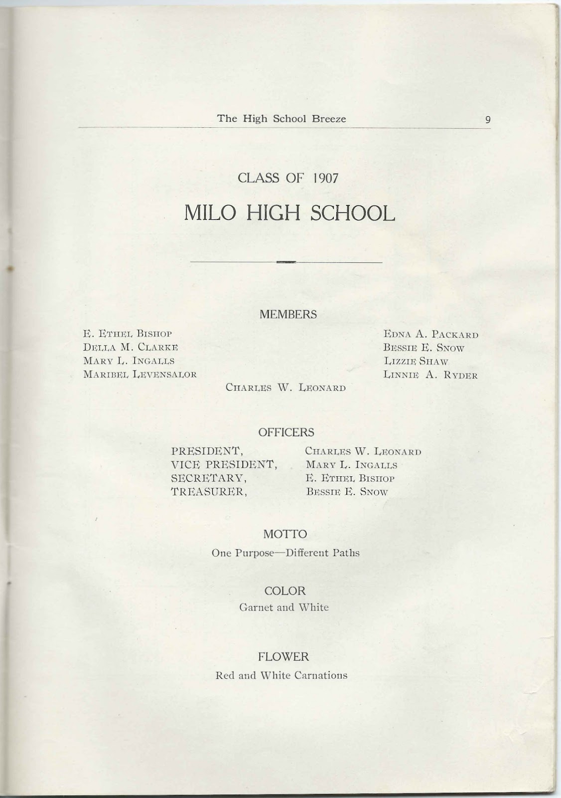 Heirlooms Reunited January 1907 Issue of "The High School Breeze" of