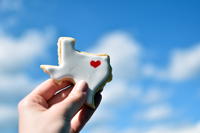 moving home announcement texas shaped cookie decorated royal icing sugar cookie