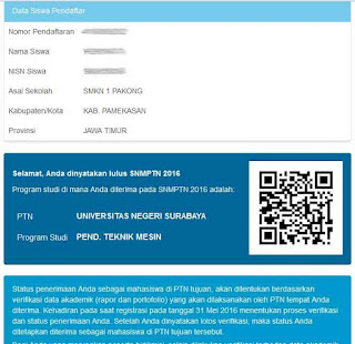 Pengumuman Hasil Seleksi SNMPTN 2016 Lulus Pengumuman Hasil Seleksi SNMPTN 2016 Lulus