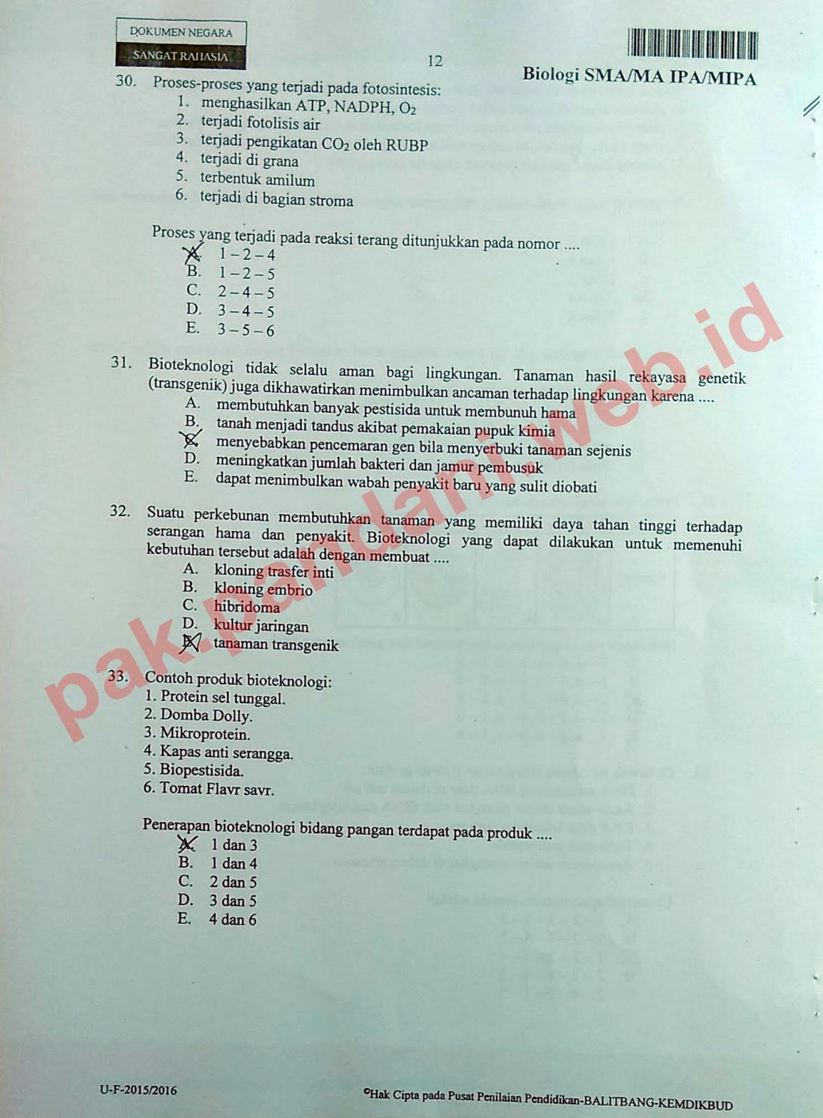 Soal Un Biologi Sma Tahun Pelajaran 2015 2016 Paket Soal 4 Blog Pak Pandani