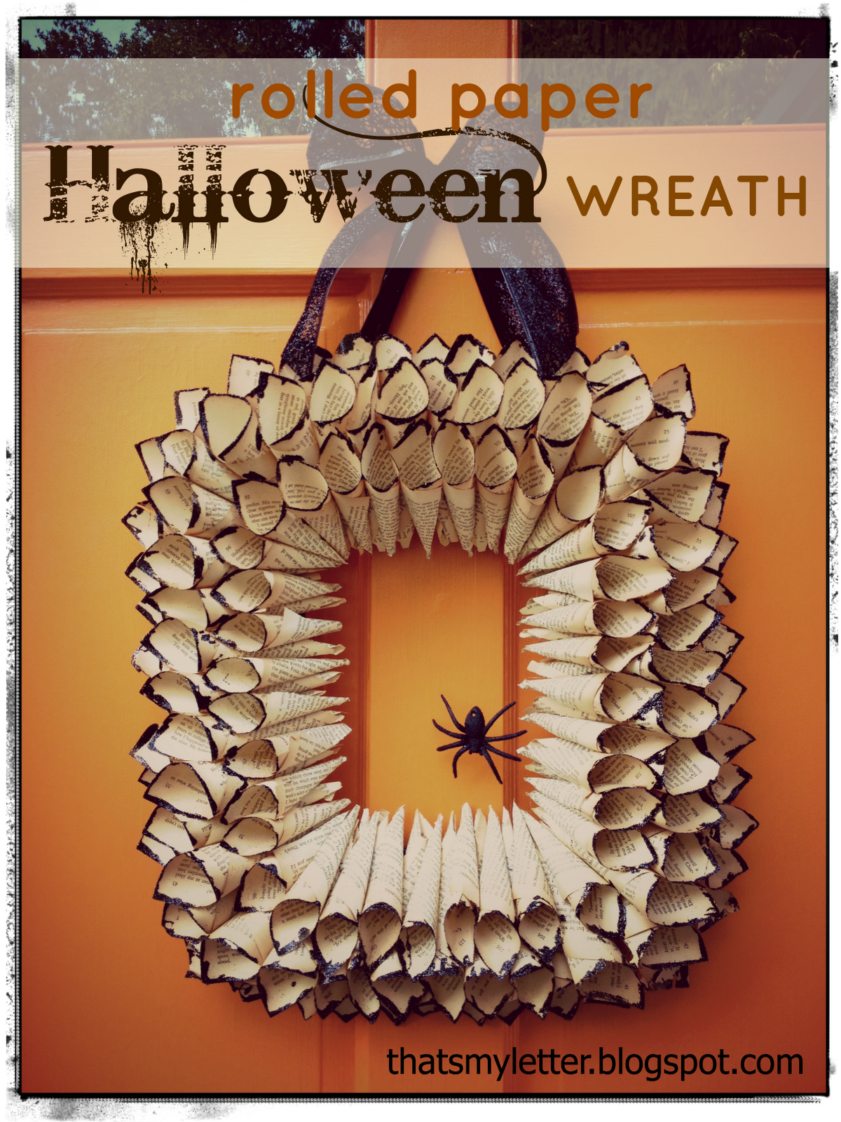 Spooky Halloween Book Page Crafts - Rolled Paper Halloween Wreath
