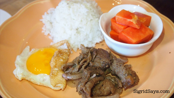 beef tapa at Merkado organic restaurant