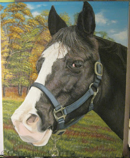 whiskey horse acrylic painting in progress