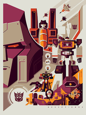 New York Comic-Con 2012 Exclusive Transformers Screen Prints by Tom Whalen - Decepticons