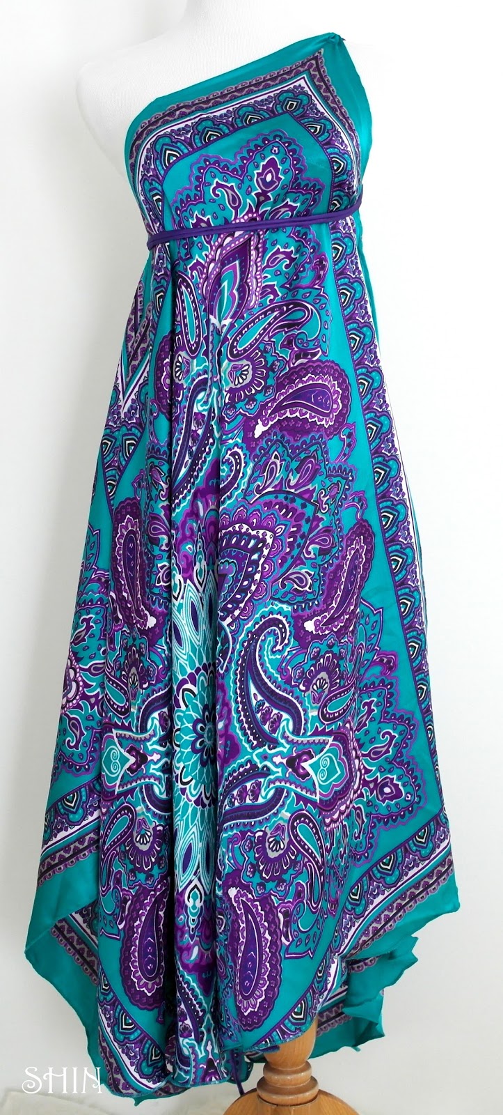 SHIN Vintage Magic Wrap Skirt & Scarf Dress Adjustable Strap Scarf