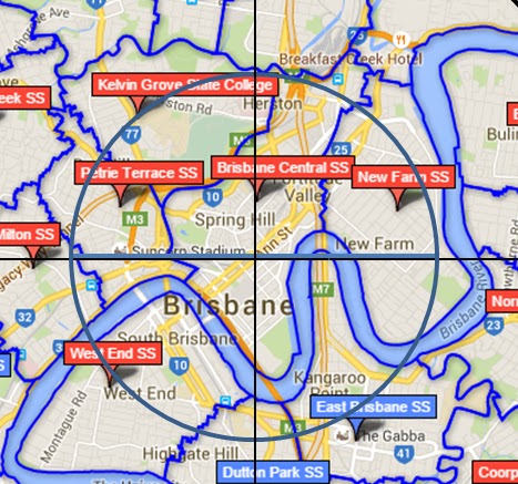 brisbane catchment radius km school 5km muggeridge nick daily suburbs