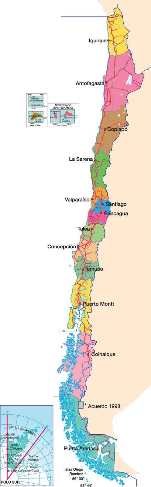 Mapa Geografico De Chile Actualizado