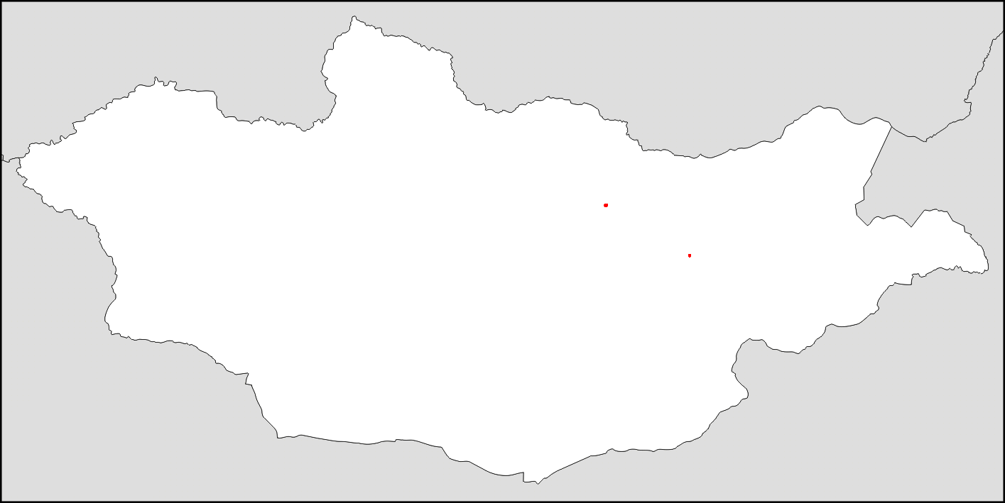 Half the population of Mongolia lives in the two red dots