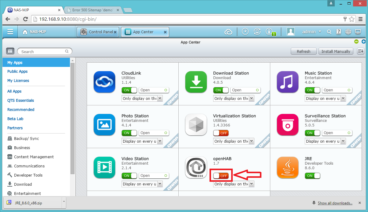 SmartD Home Automate OpenHab QNAP