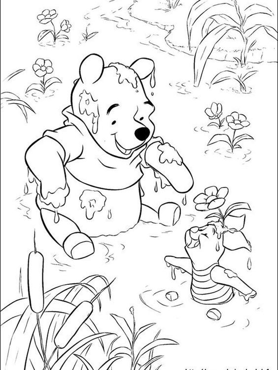 Tranh cho bé tô màu gấu Pooh 04