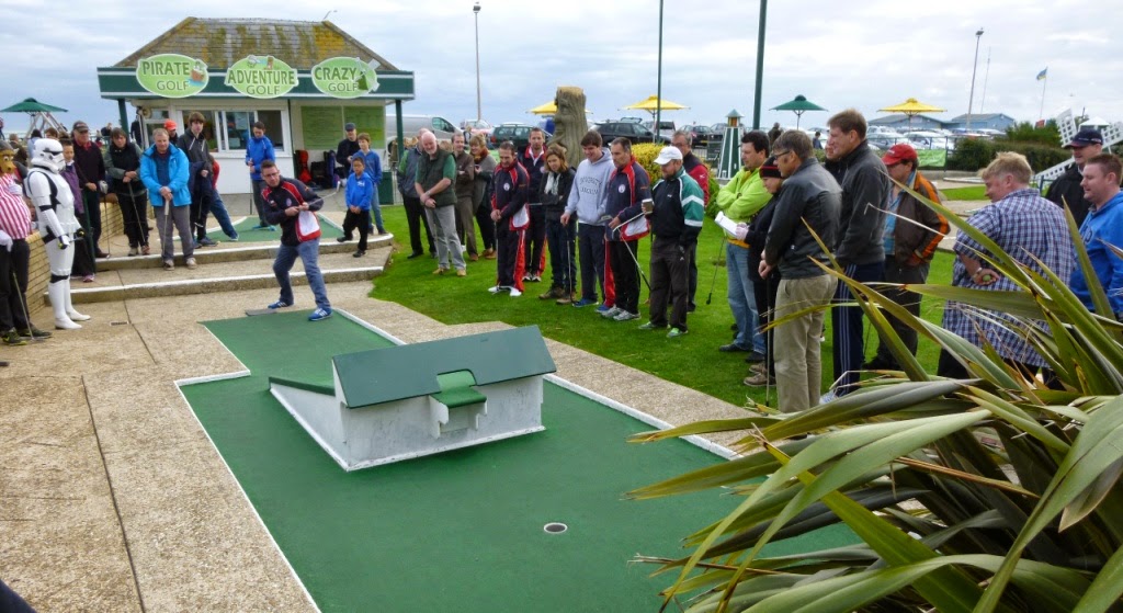 Richard Gottfried playing hole 2 in the Hole-in-One Charity Challenge during the 2014 World Crazy Golf Championships in Hastings Richard Gottfried playing hole 2 in the 2014 World Crazy Golf Championships in Hastings