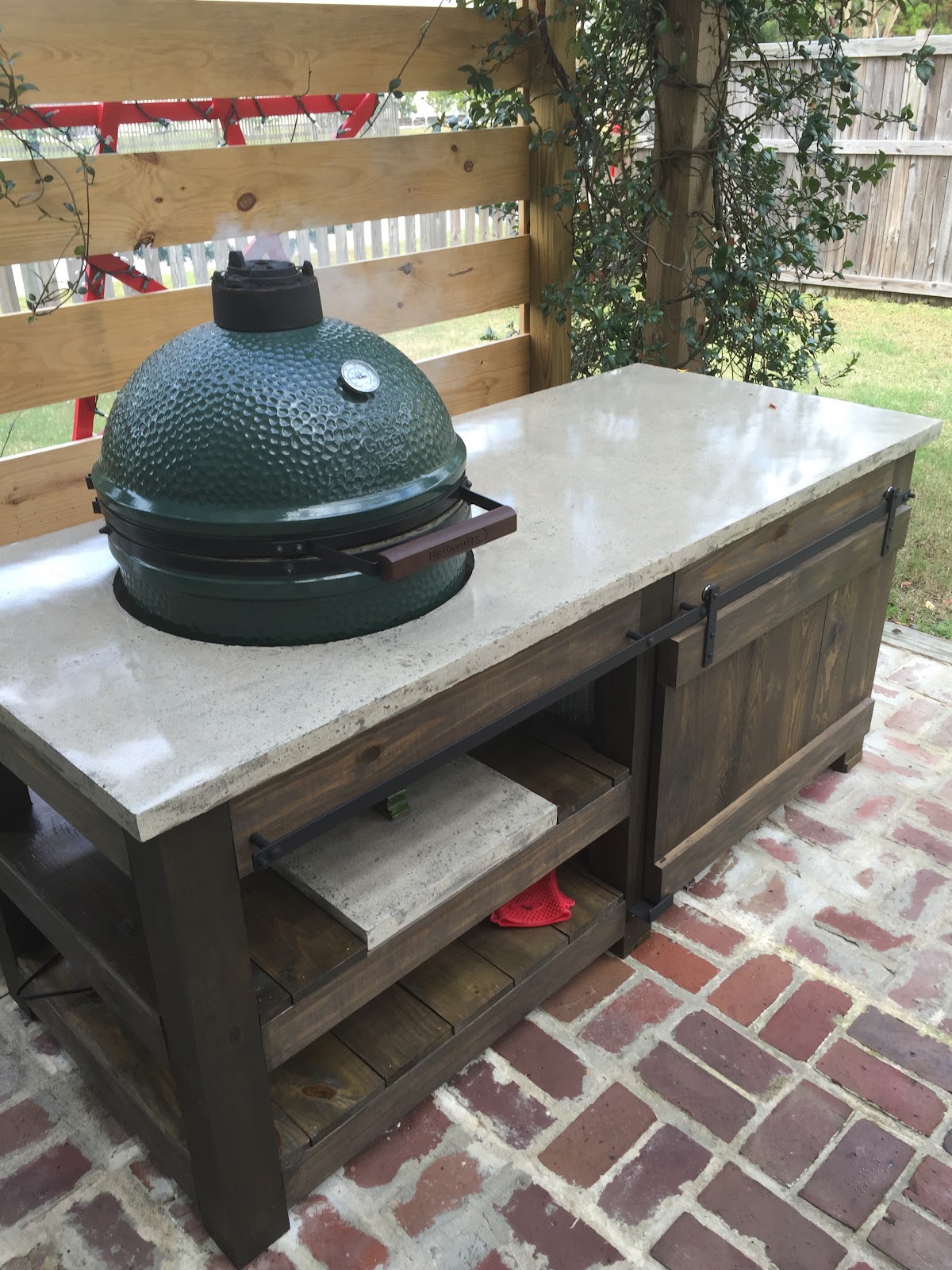 The Lowcountry Lady Big Green Egg, Big Green Egg Table With Cabinet Plans