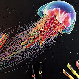 07-Glowing-Jellyfish-Morgan-Davidson-Eclectic-Collection-of-Realistic-Drawings-www-designstack-co