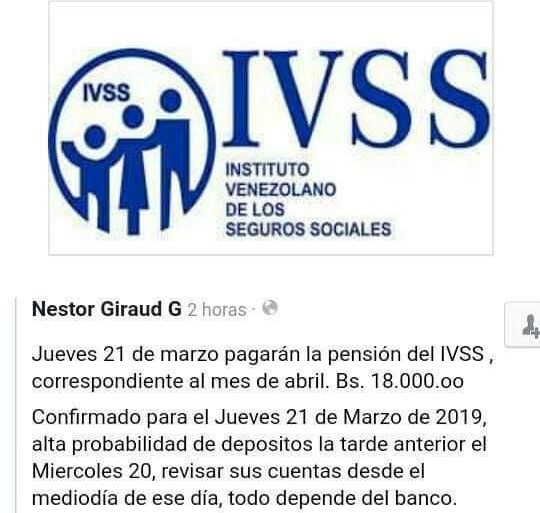 Cobro de Pensión Mes de Abril 2019 Cobro de Pensión Mes de Abril 2019