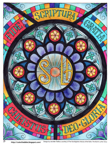The Five Solas Coloring Page by Jennifer Trafton Peterson | Color The Bible