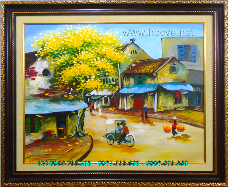 Tranh phố cổ hà nội KT 50x70 giá rẻ, giao hàng toàn quốc | Học vẽ tranh  tường 3d, dạy vẽ phong cảnh online cơ bản tại Hà Nội, HCM