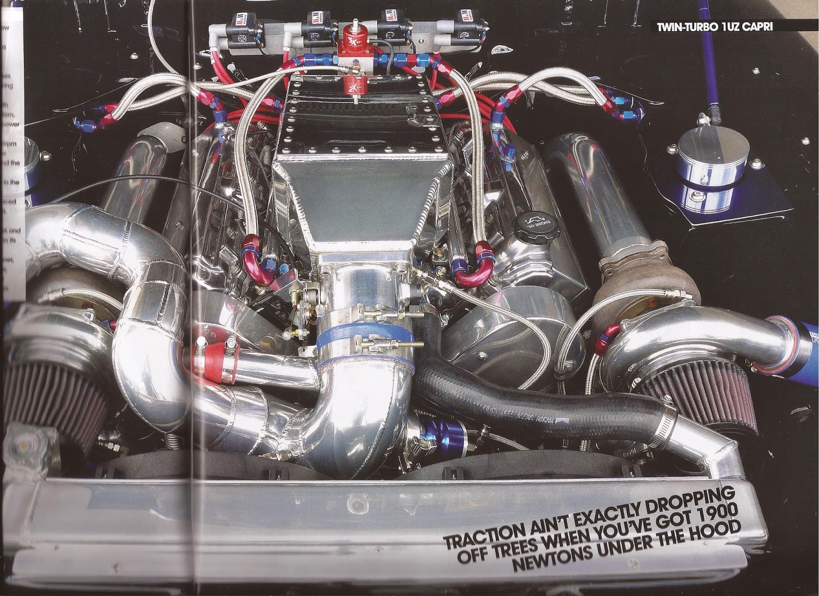 The engine is a Lexus 1UZ -FE with twin turbos. 