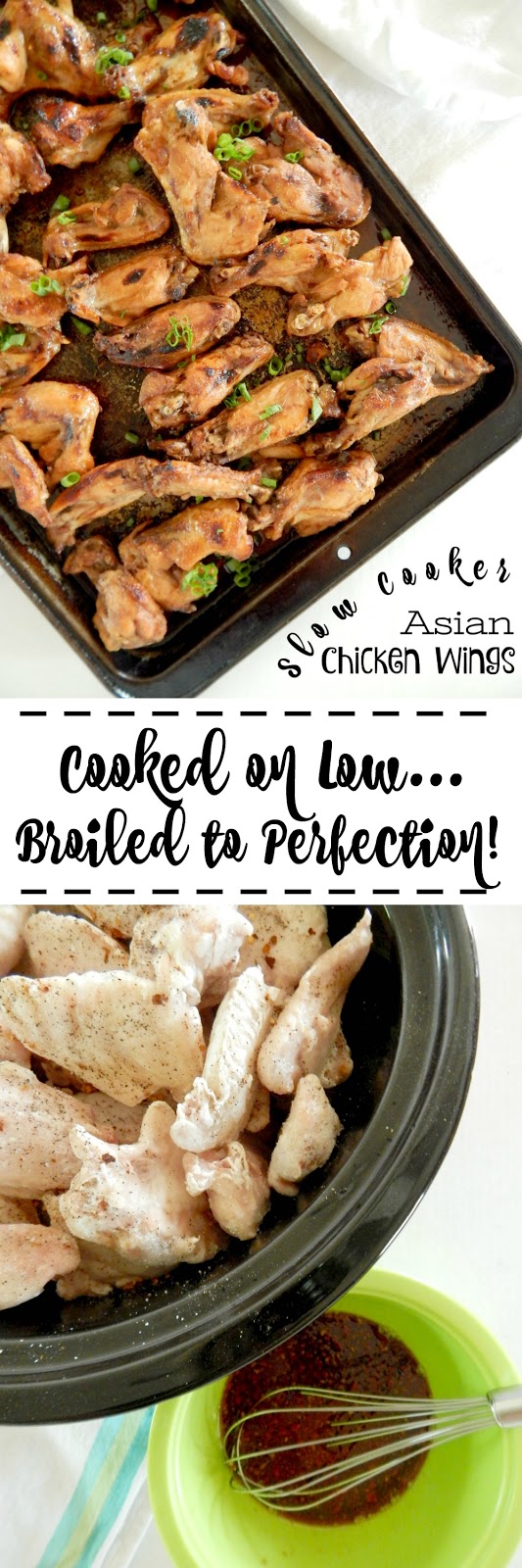 Slow Cooker Asian Chicken Wings...cooked on LOW in the slow cooker, then broiled to perfection right before eating.  A sweet, spicy sauce gives them a delicious glaze! (sweetandsavoryfood.com)