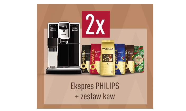 Wygraj ekspres ciśnieniowy Philips + zapas kawy ziarnistej Woseba 3kg Konkurs