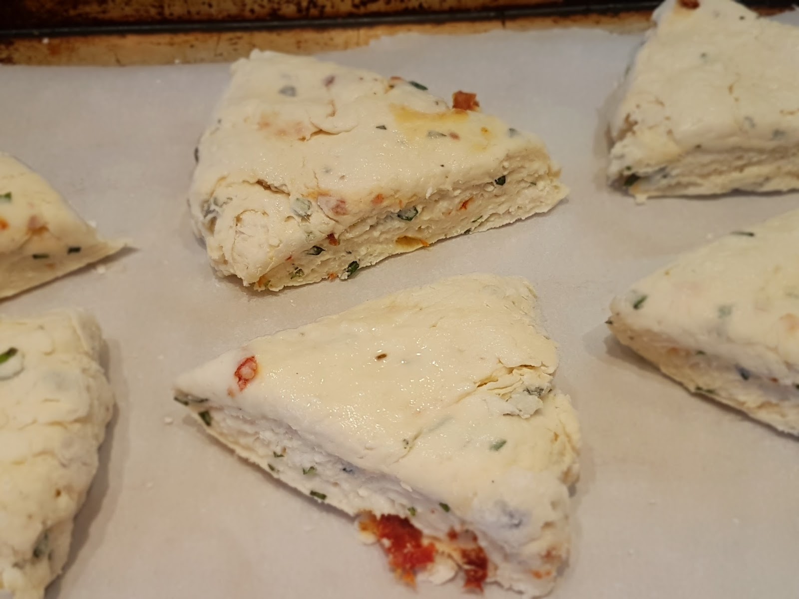 Almost Wasted Goat Cheese, Basil and Sundried Tomato Scones