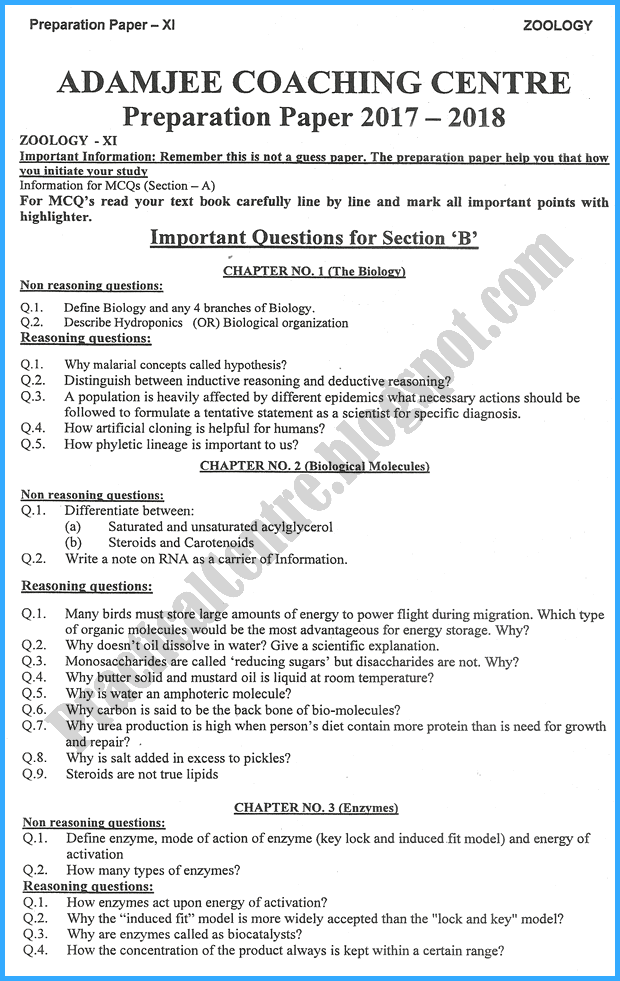 zoology-xi-adamjee-coaching-preparation-paper-2018-science-group