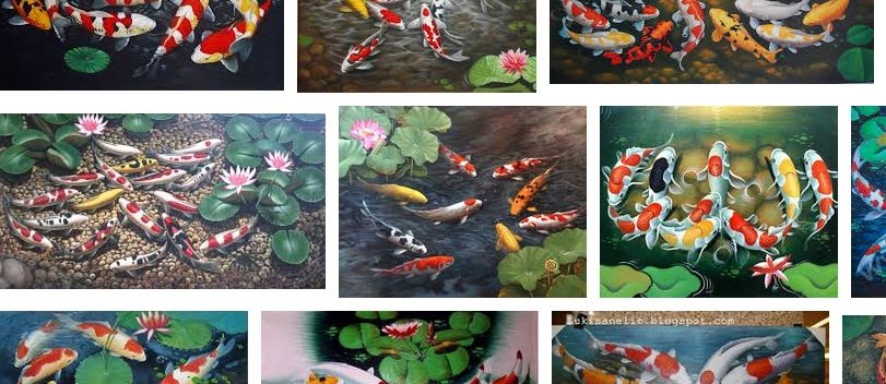 Gambar Lukisan Ikan Koi yang Cantik dan Indah