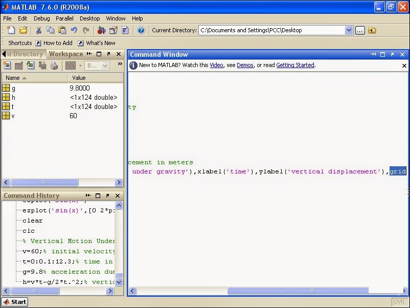 Product Design Engineering: MATLAB Tutorial - MATLAB Matrix main ...