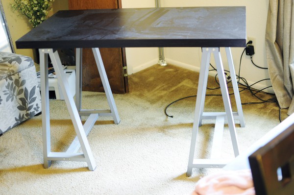 Diy Gold Faux Bois Sawhorse Desk Monica Wants It