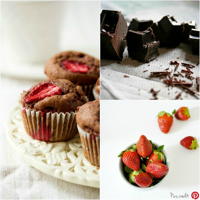 Muffins al cioccolato con fragole