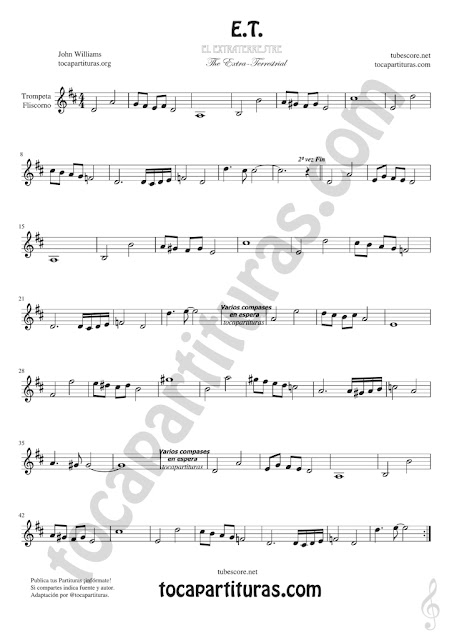  Trompeta y Fliscorno Partitura de ET Sheet Music for Trumpet and Flugelhorn Music Scores