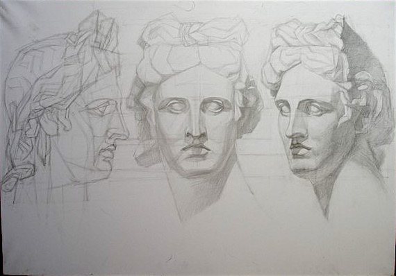 Рисунок античной головы поэтапно